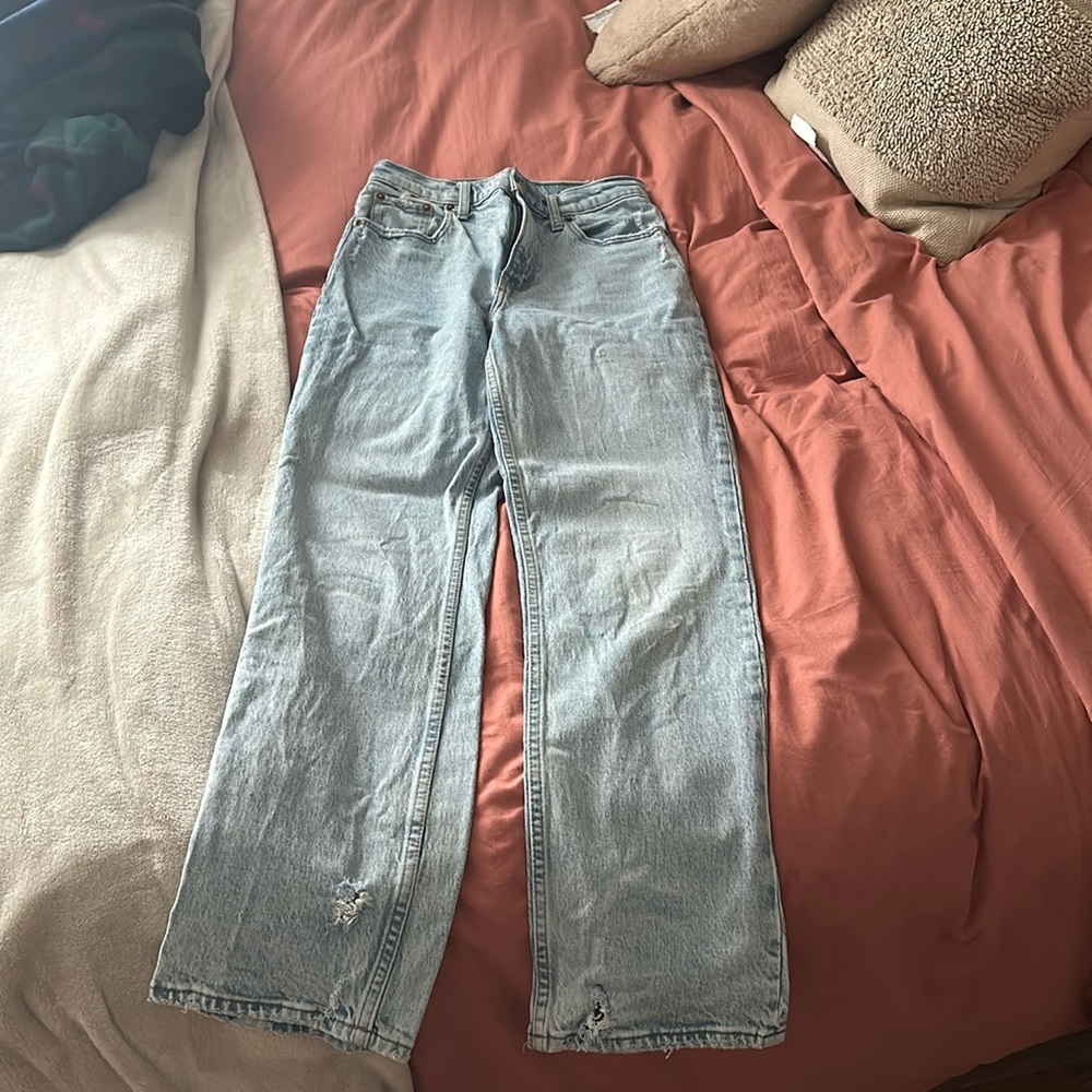Abercrombie Light wash ultra high rise straight jeans